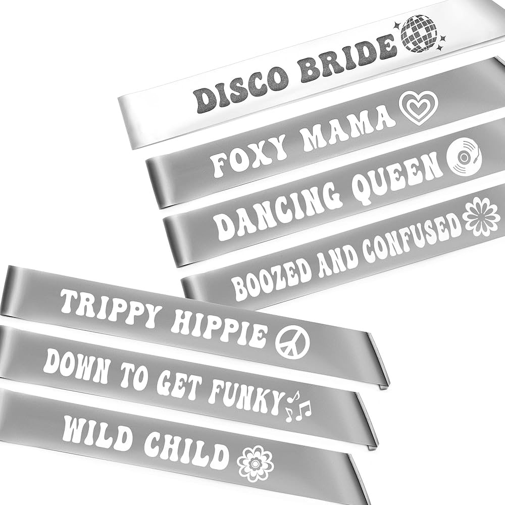 Last Disco Bachelorette Party Sashes I Includes Disco Bride Sash and 6 Disco Bachelorette Sashes ... | Amazon (US)