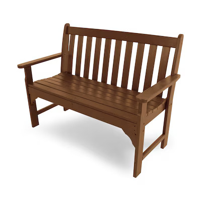POLYWOOD Vineyard 48.5-in W x 35.25-in H Teak Plastic Garden Bench | Lowe's