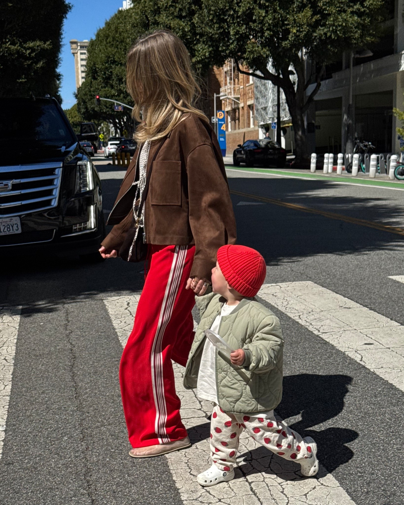 Red track pants paired with a crop suede jacket! 

#LTKStyleTip #LTKFindsUnder100 #LTKKids