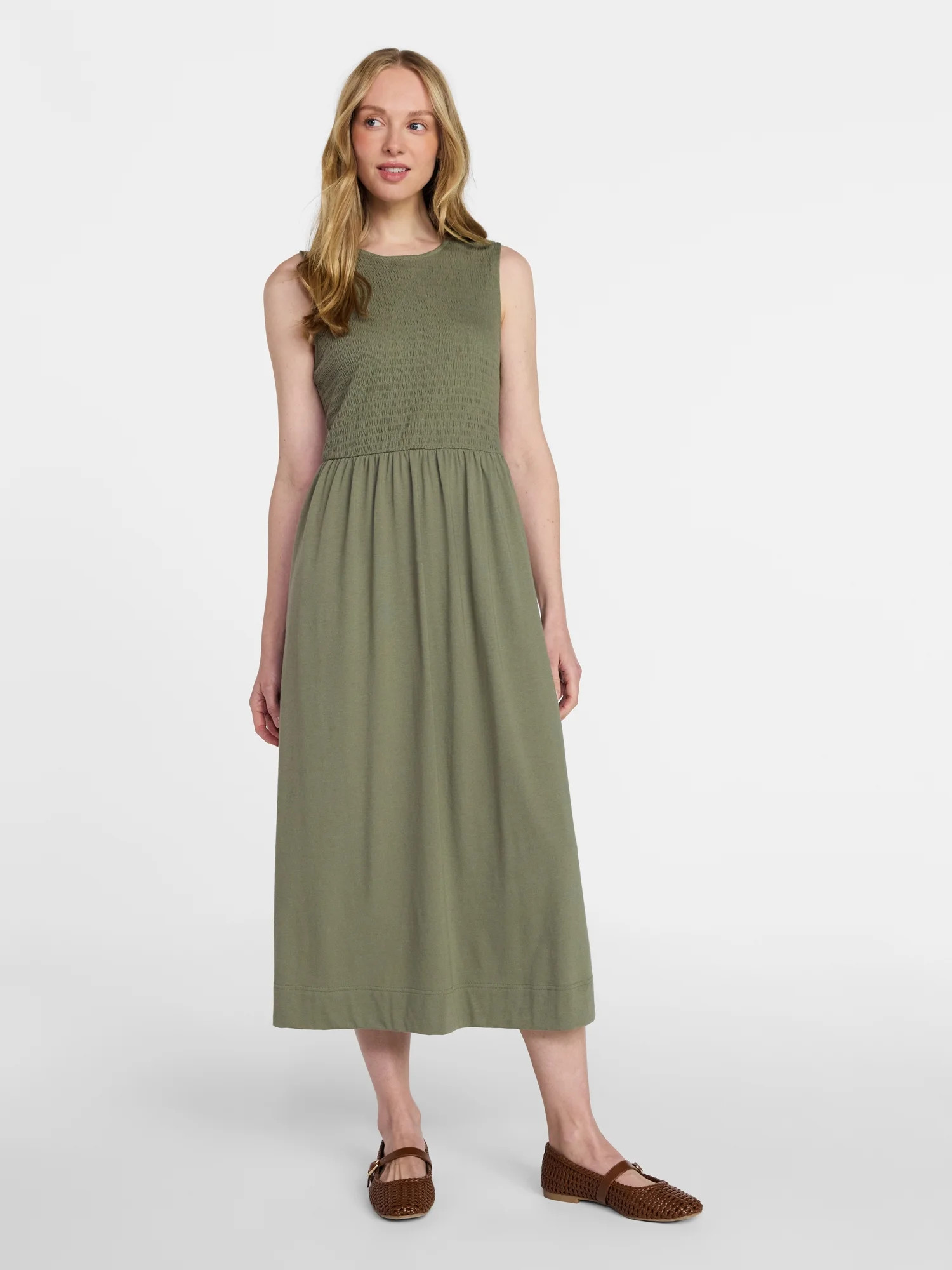 Time and Tru Women's Sleeveless Smocked Knit Dress, Sizes XS-XXXL | Walmart (US)