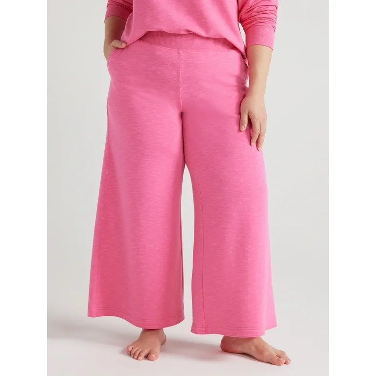 Joyspun Women's Wide Leg Fleece Sleep Pants, Sizes XS to 3X | Walmart (US)