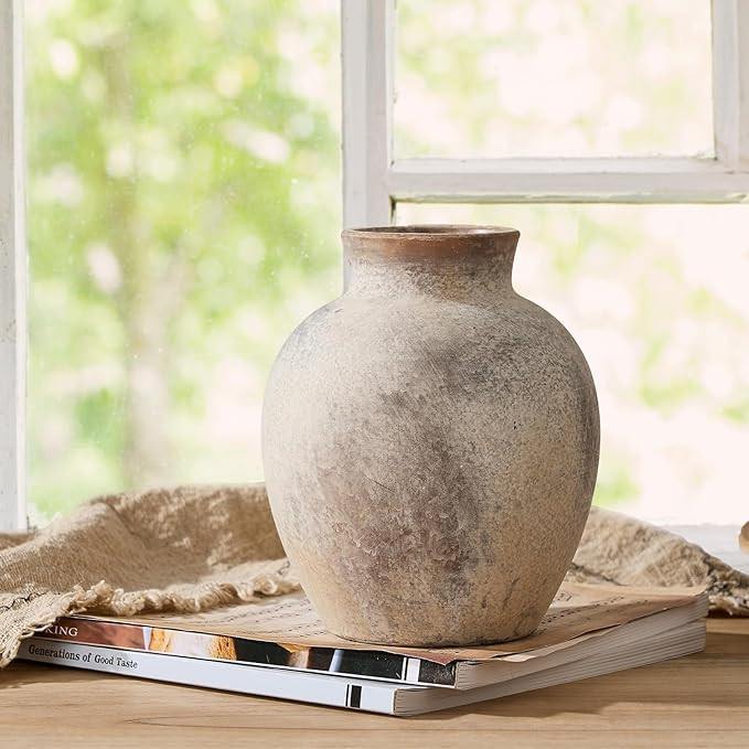 SIDUCAL Ceramic Decorative Flower Vase | 6 Inch Pottery Rustic Farmhouse Vase | Boho Vase for Hom... | Amazon (US)