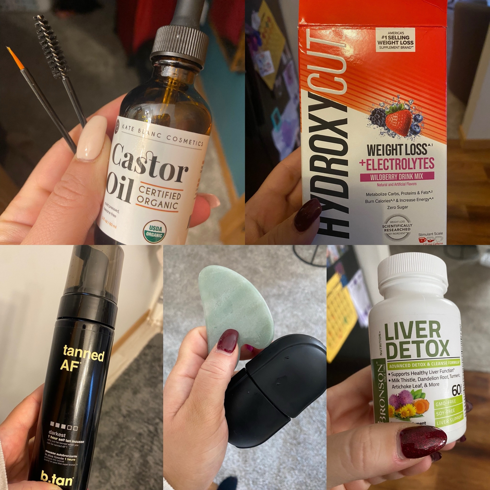 These 6 products are on repeat for me + all from Amazon! I use the castor oil for my lashes + brows!
