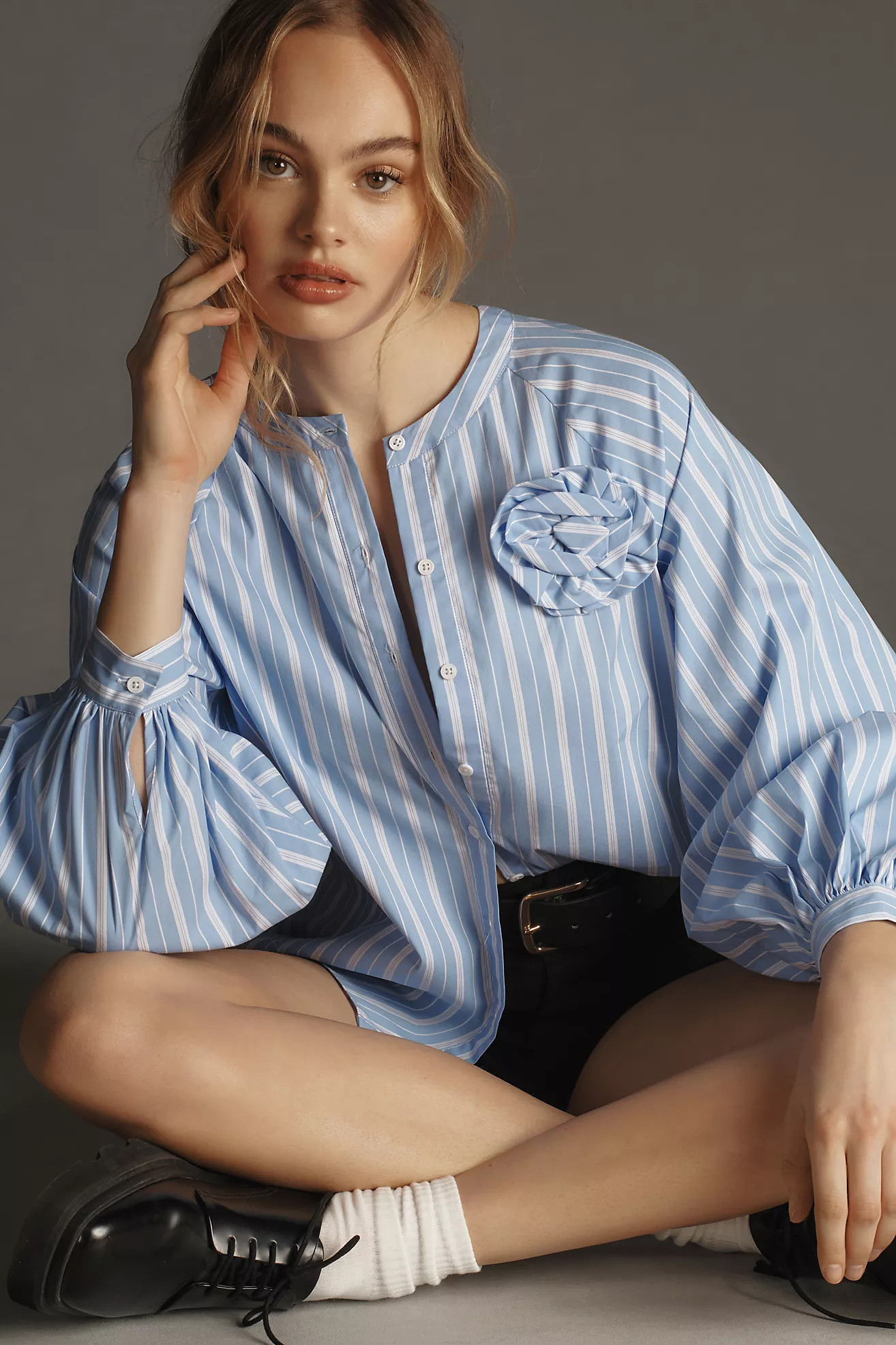 English Factory Striped Buttondown Blouse | Anthropologie (US)
