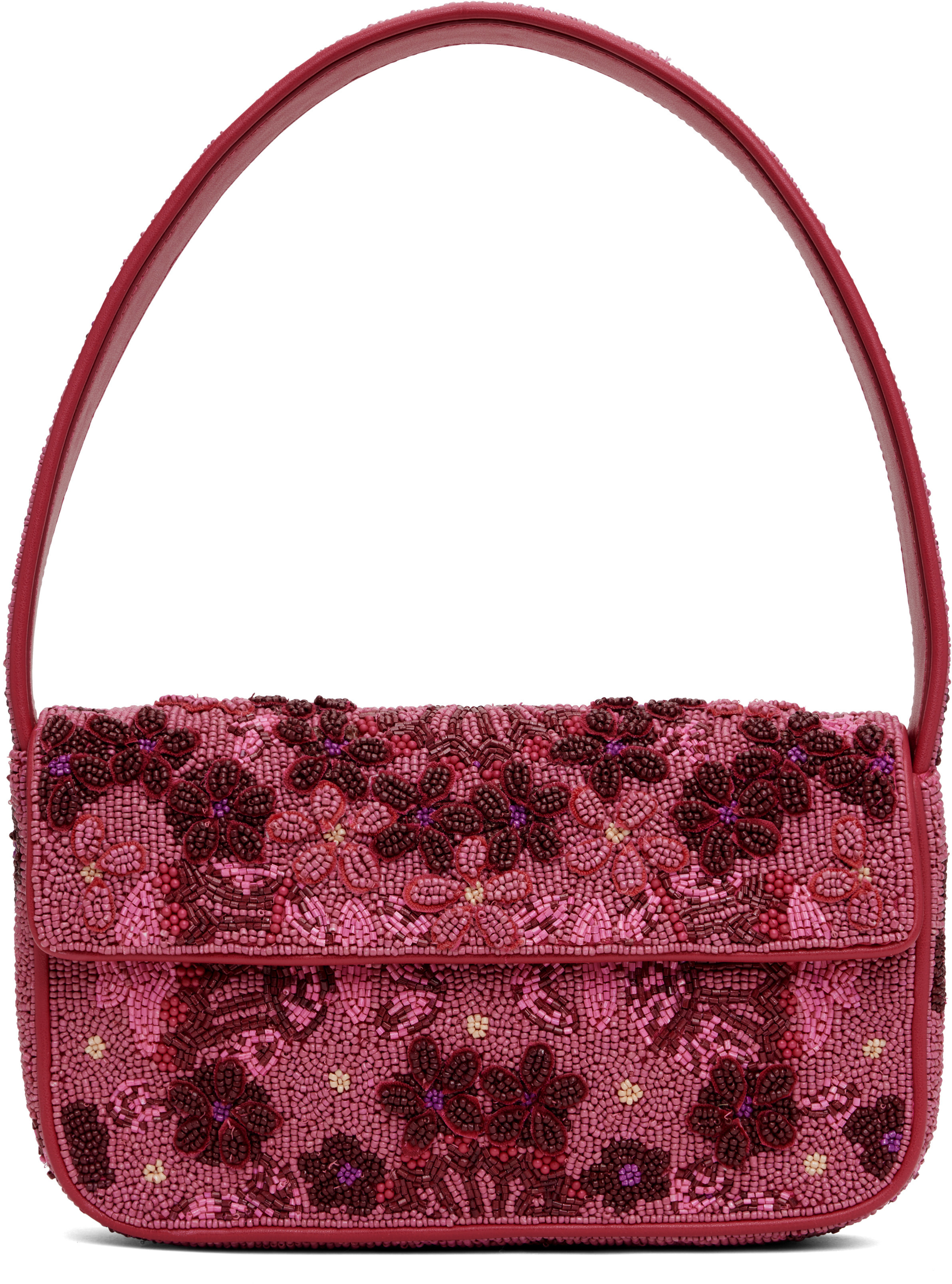 Staud Pink & Burgundy Tommy Beaded Bag | SSENSE