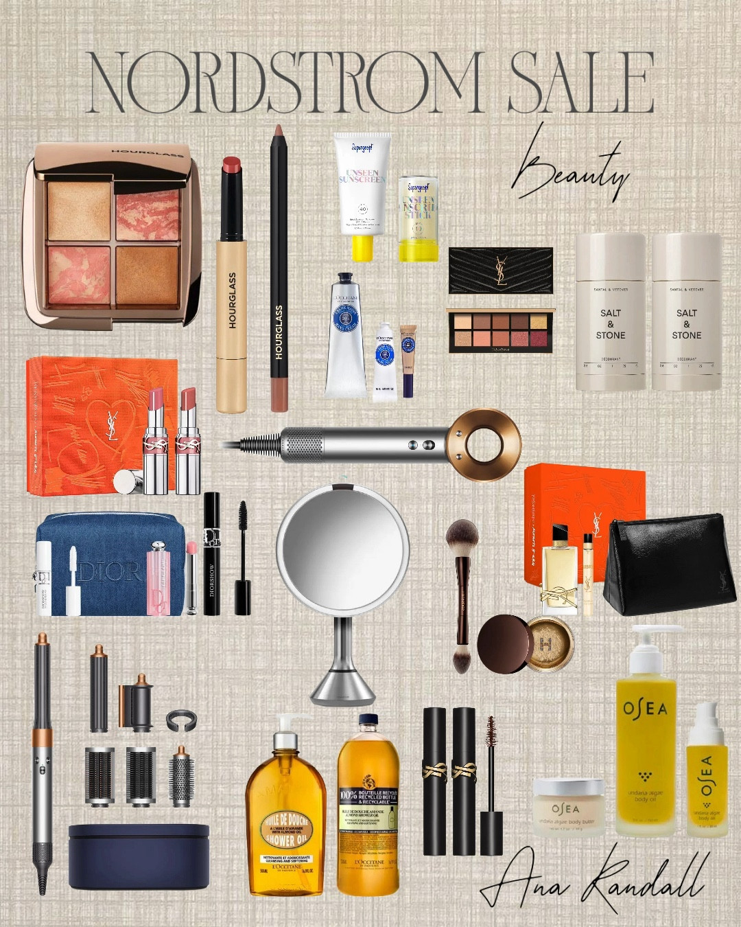 My Favorite Nordstrom Beauty Sale Finds. 
Hairdryer, air wrap, makeup, Dior lipstick, voluminous mascara, bathroom mirror, eye palette, body oil, deodorant, perfume, sunscreen, moisturizer. #LTKSummerSales #LTKxNSale

#LTKBeauty