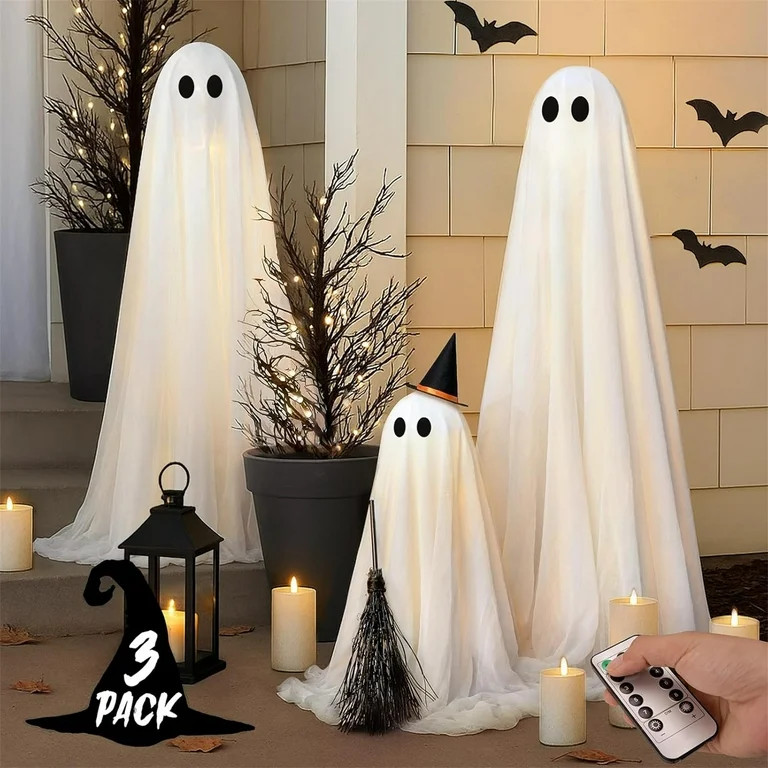 Family Halloween Light Show Kit - 60" Remote Ghosts w/ 8 Lighting Modes for Safe Scares (3-Pack) | Walmart (US)