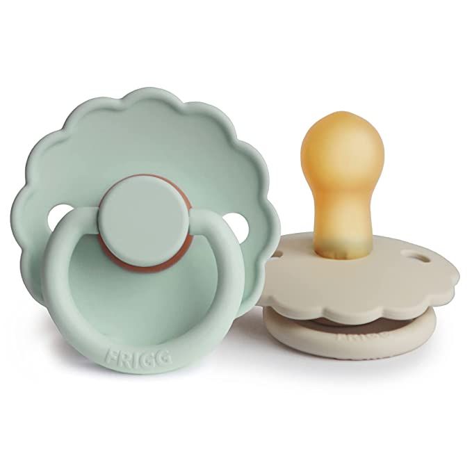 FRIGG Daisy Natural Rubber Baby Pacifier | Made in Denmark | BPA-Free (Seafoam/Cream, 0-6 Months)... | Amazon (US)