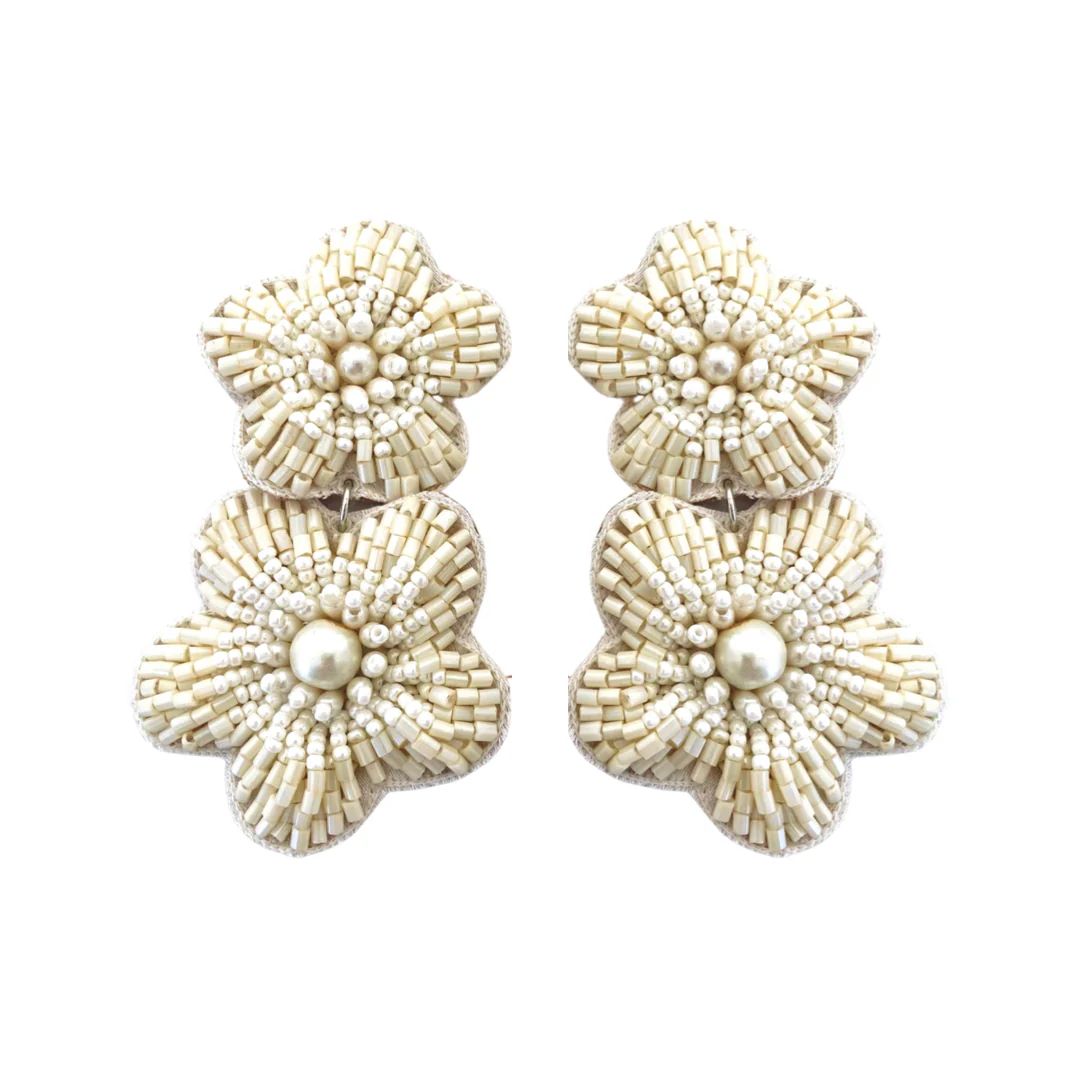 Bali Flower Earrings in Ivory | Beth Ladd Collections