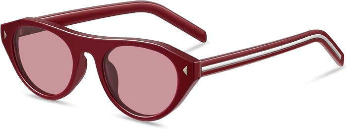 Retro Oval Sunglasses for Women Men Trendy Small Cateye Narrow Round Shades UV Protection | Amazon (US)