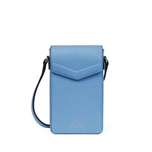 Envelope Phone Case Crossbody in Panama in nile blue | Smythson | Smythson