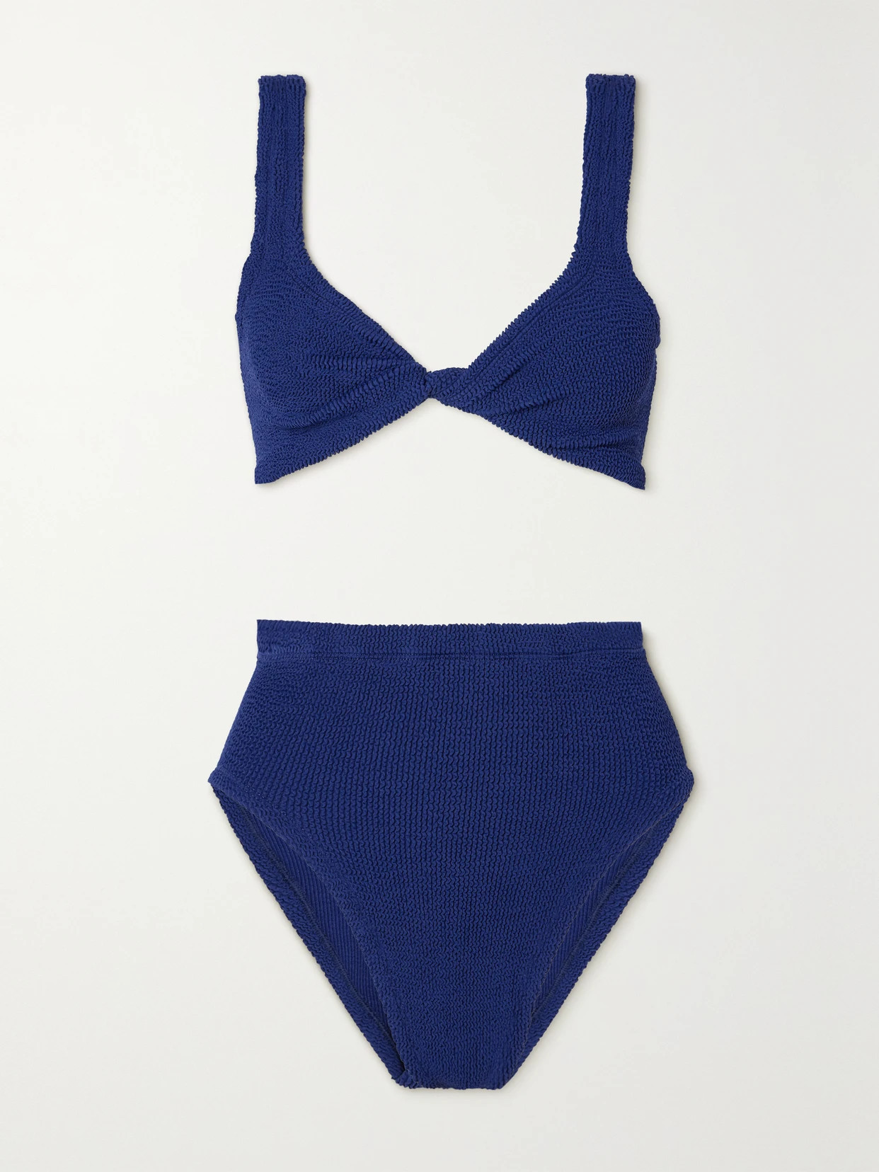 Hunza G - Jamie Twist-front Seersucker Bikini - Blue | NET-A-PORTER (US)