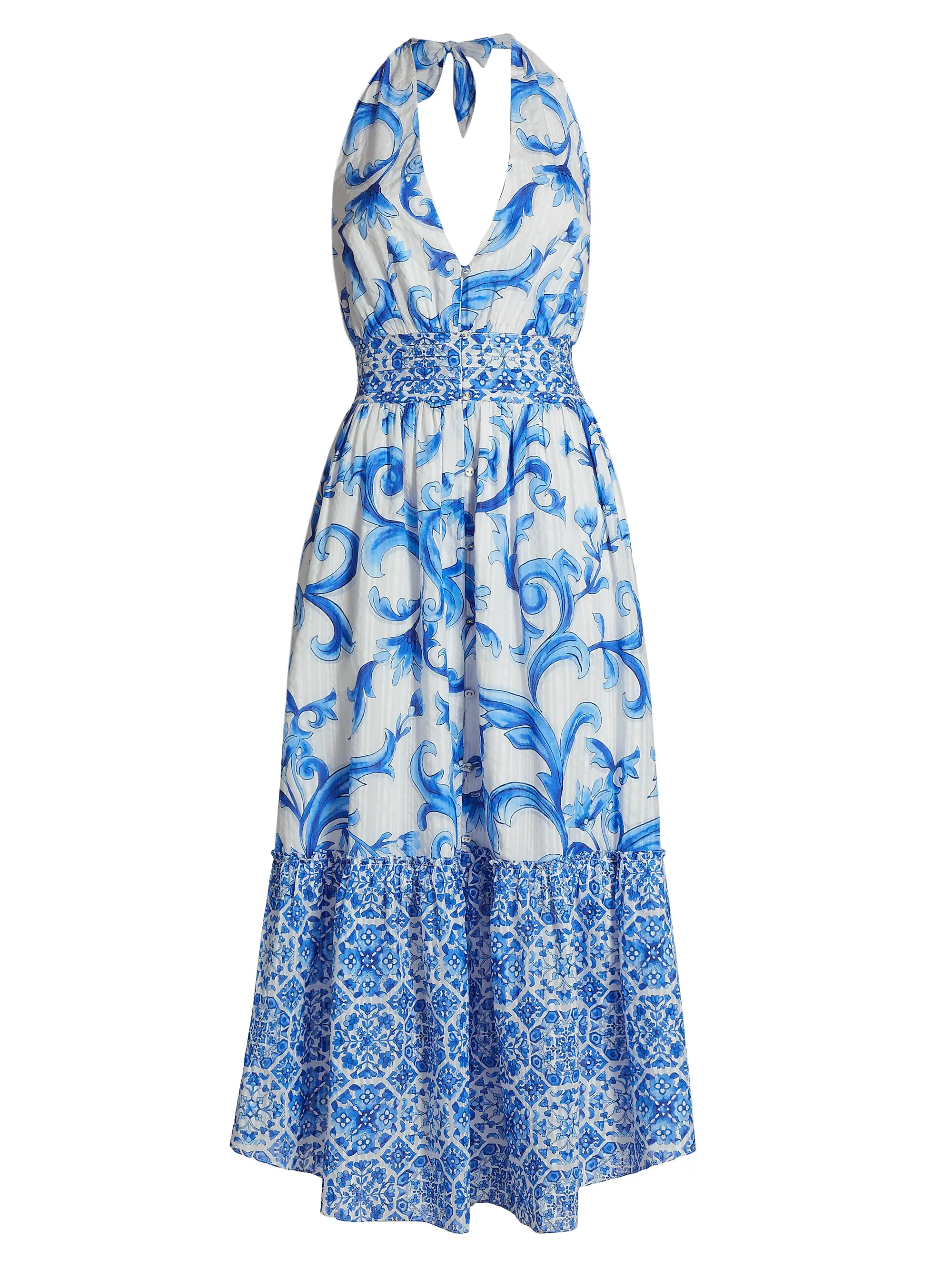Shop Ramy Brook Mollie Watercolor Halter Midi-Dress | Saks Fifth Avenue | Saks Fifth Avenue