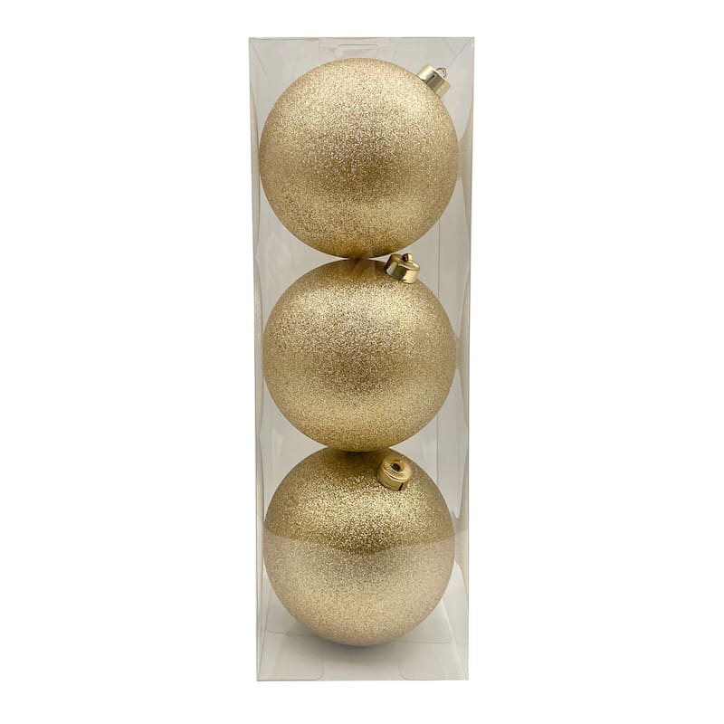 3-Count Gold Glittered Shatterproof Ornaments | At Home