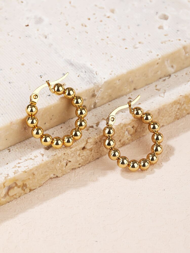 Bead Decor Hoop Earrings | SHEIN