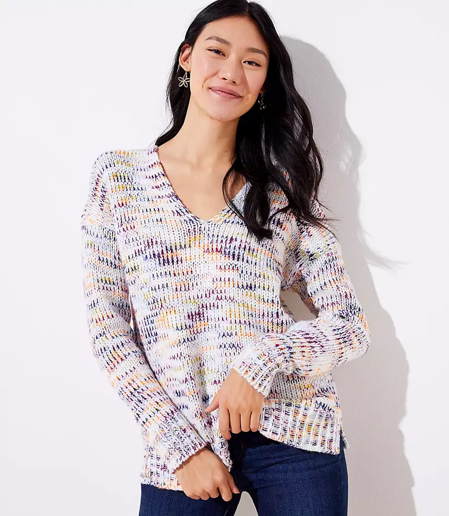Spacedye Double V Sweater | LOFT