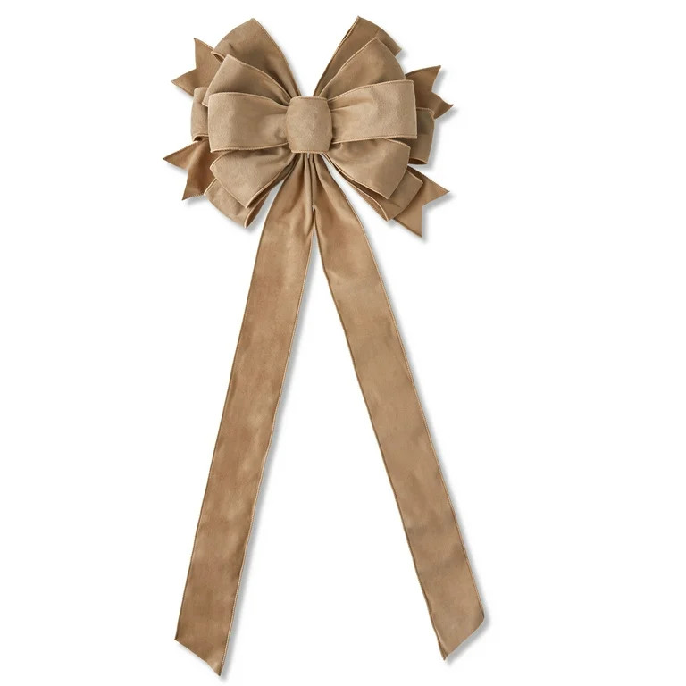Light Brown Velvet Decorative Christmas Bow, by Holiday Time | Walmart (US)