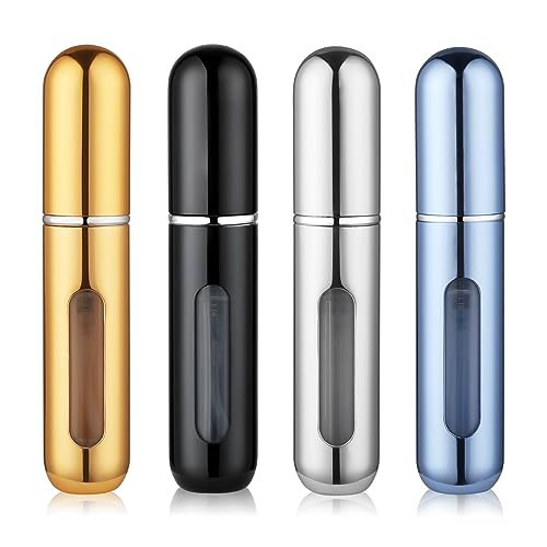 STSFI Travel Perfume Bottle Refillable, Mini Perfume Refillable Bottle, Small Spray Bottles for Travel, Travel Cologne Sprayer, Must Have Travel Essentials 4PCS 5ml Perfume Atomizer | Amazon (US)
