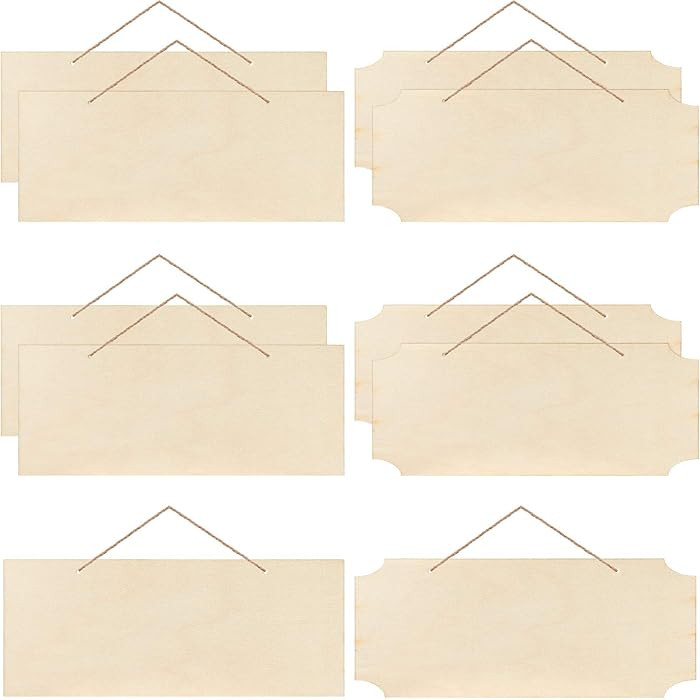 Patelai 10 Pcs Unfinished Hanging Wood Sign Easter 9.8 x 3.9 Inch Rectangle Blank Wooden Plaque B... | Amazon (US)