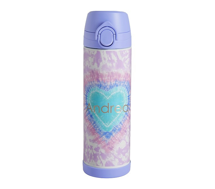 Mackenzie Lavender Heart Tie-Dye Water Bottle | Pottery Barn Kids