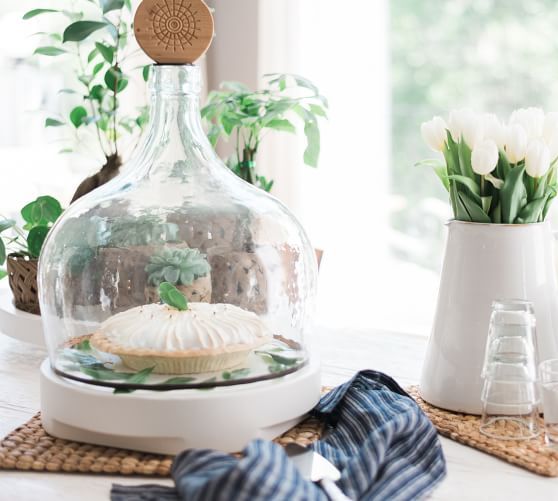 COCOCOZY x etúHOME Handcrafted Recycled Glass Cloche with Reclaimed Wood Trivet | Pottery Barn (US)
