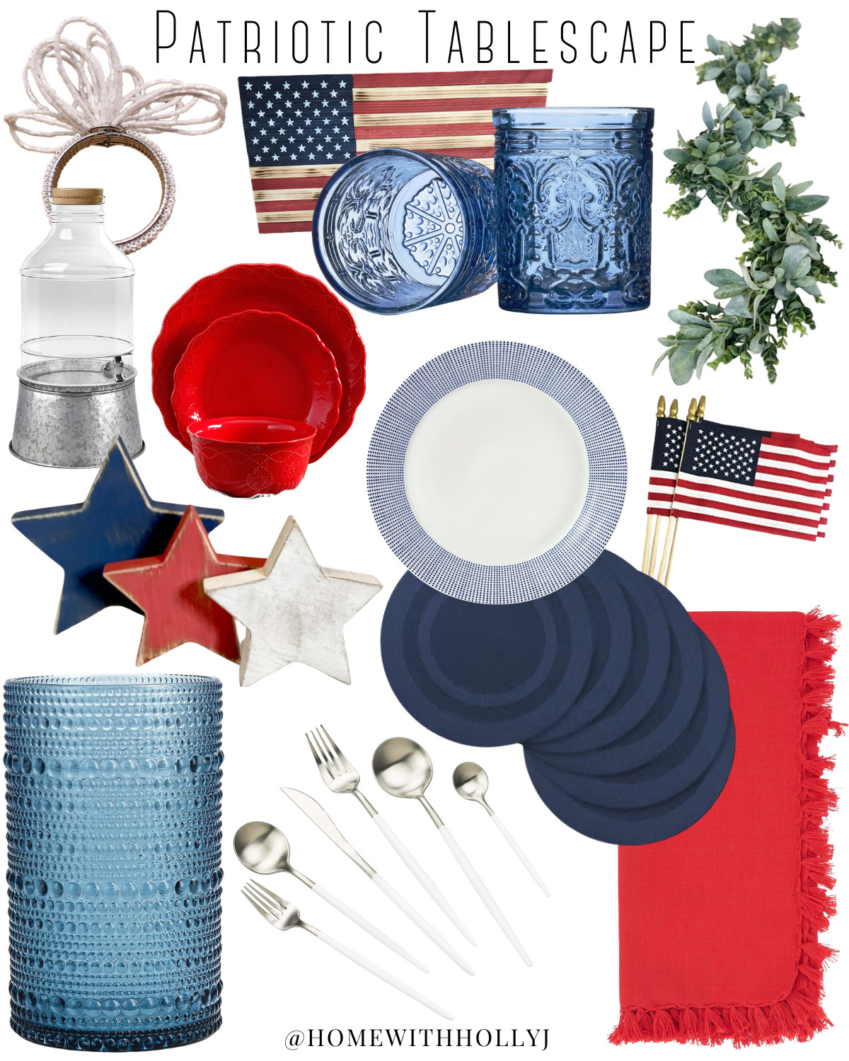 Red, white & blue but make it elevated 🇺🇸✨
The easiest patriotic tablescape for summer hosting—mixing vintage vibes, textured glass, and classic Americana accents ❤️🤍💙

Tap to shop everything + recreate this look for Memorial Day, 4th of July & summer parties👇
#LTKhome #LTKseasonal #patriotdecor #fourthofjulydecor #summerhosting #tablescapeideas #americanstyle #vintagedecor #cozyhome #ltkunder100 #neutralhome #homedecorfinds #hostessstyle #holidaydecor #redwhiteandblue 

 #LTKfoodie #LTKSeasonal #LTKHome