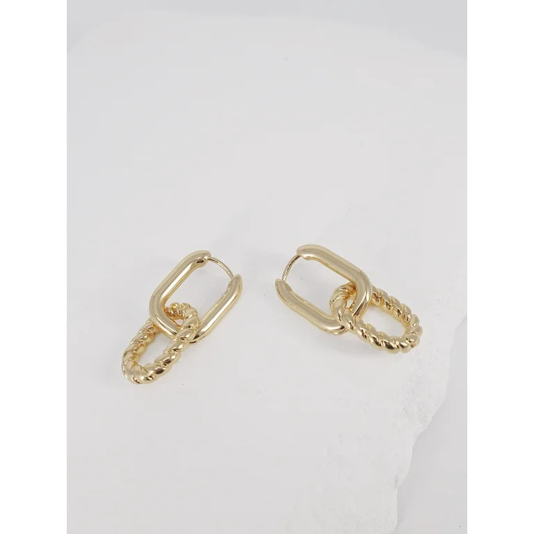 Time and Tru Women's linked Hoop Earring in Gold Plated | Walmart (US)