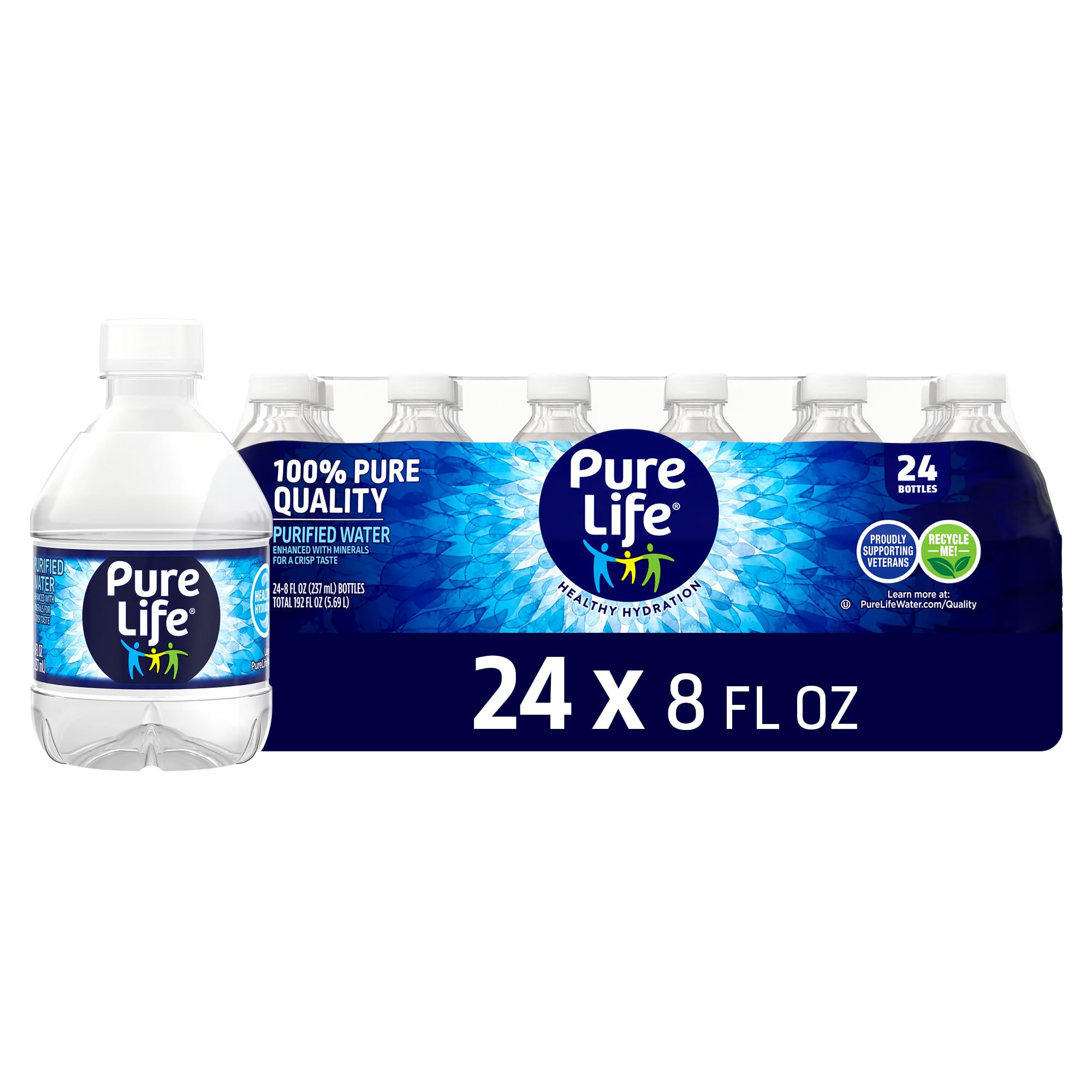 Pure Life Purified Water Bottles, 24 Pack - Still Bottled Water Enhanced with Minerals for a Cris... | Amazon (US)