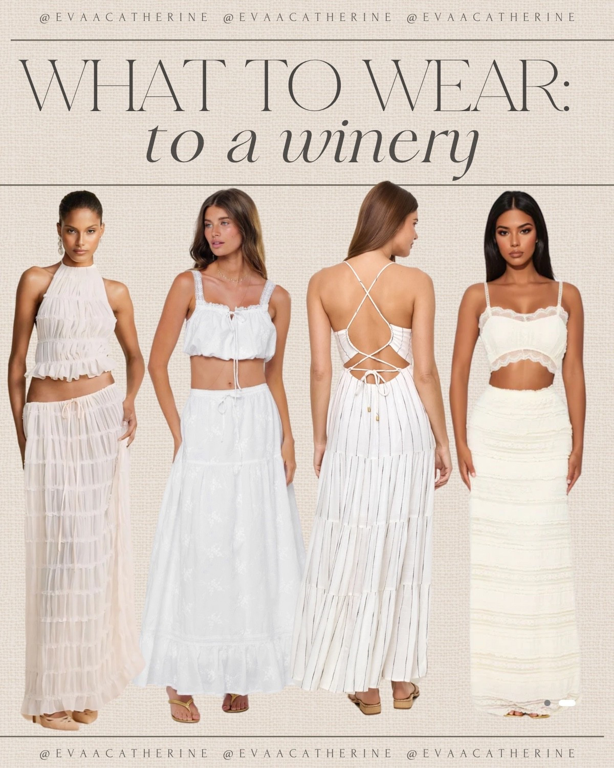 The winery dress code? Soft, feminine, and just a little flirty. 🍷 Whether you’re sipping rosé or posing in the vines, these sets are the moment.

Comment “WINERY” for links sent straight to your DMs ✨

#WineryStyle #SummerLooks #WhatToWear #NeutralOutfits #MatchingSets #CoastalCowgirl #RomanticStyle #DayToNightStyle #OOTD #FeminineStyle #SoftAesthetic #VacationStyle #WineriesOfInstagram #WineryWeekend #EffortlessChic #LinenLooks

#LTKSummerEdit #LTKSeasonal #LTKStyleTip