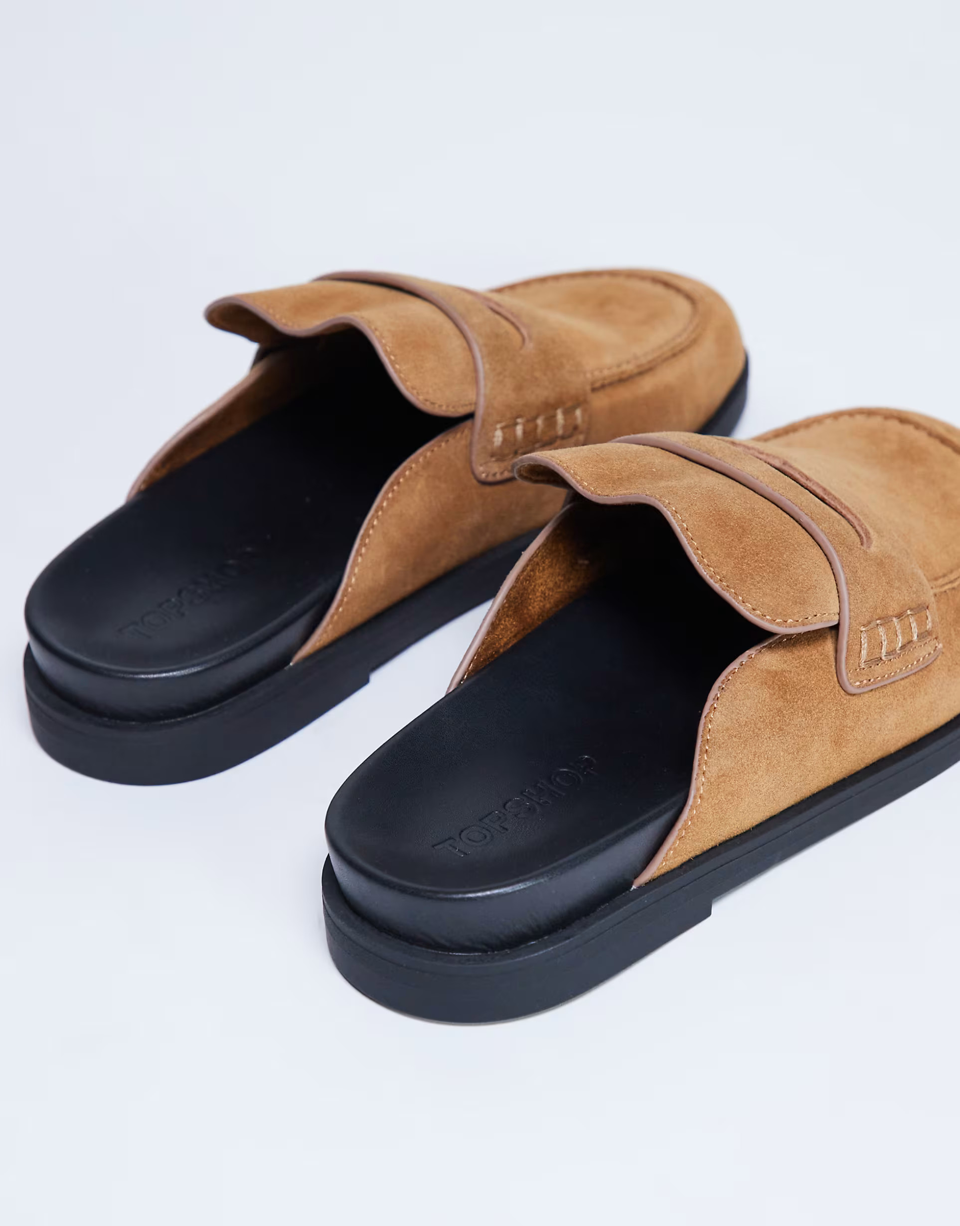 Topshop Addie real suede mule loafer in tan | ASOS | ASOS (Global)