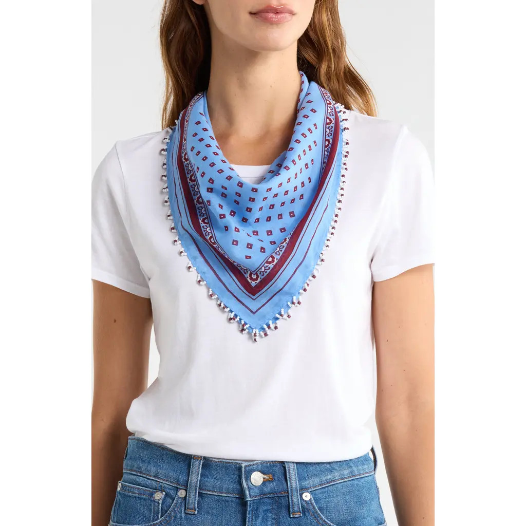 Madewell Beaded Bandana in Cotton Blend in Retro Blue at Nordstrom | Nordstrom