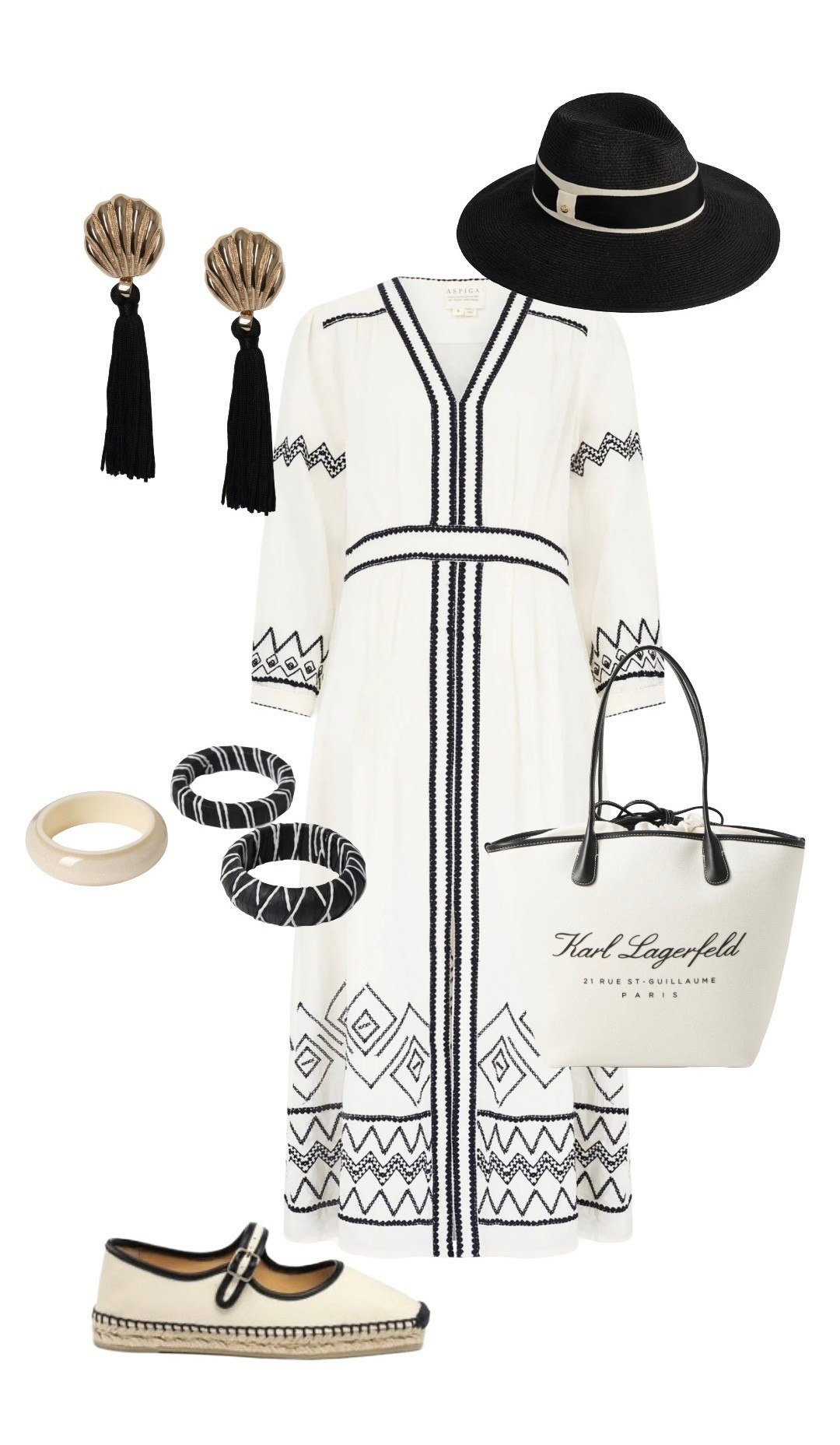 Summer is coming but some styles won’t wait around! Partner this contrasting Ivory / Black Midi Dress by Aspiga with the perfect accessories for sophisticated holiday destinations! 🖤🤍🖤

Ivory / Black Midi Dress - Aspiga

Black Straw Fedora - The House of Bruar 

Ivory Black Tote Shopper Bag - Karl Lagerfeld at Farfetch 

Black Tassel & Gold Shell Drop Earrings & Black Ivory Set of 3 Raffia Bangles - Marks & Spencer 

Espadrille Mary Janes - Castaner at La Redoute 

#LTKluxury #LTKdresses #LTKeurope