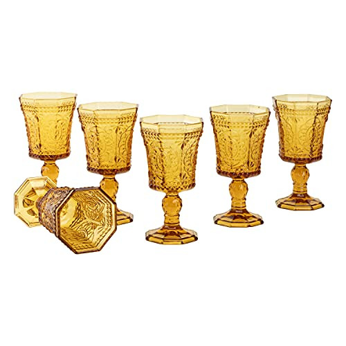 10 Strawberry Street Vatican 8 Oz Red Wine Glass, Set of 6, Amber Glass | Amazon (US)