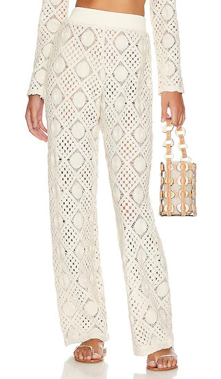 Hira Crochet Pants in Chalk | Revolve Clothing (Global)