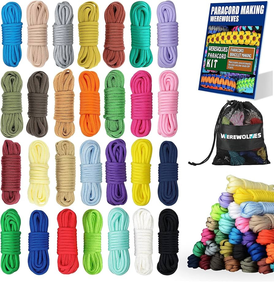 WEREWOLVES 28 Colors Paracord 550 Combo Crafting Kits with Instruction - Multifunction Survival P... | Amazon (US)