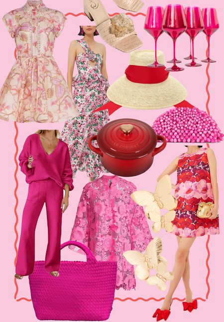 Valentine’s Day, pink set, amazon set, pink and red, dresses, Naghedi bag, pink bag, hat