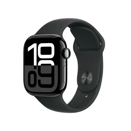 Apple Watch Series 10 GPS 42mm Jet Black Aluminum Case with Black Sport Band - S/M | Walmart (US)