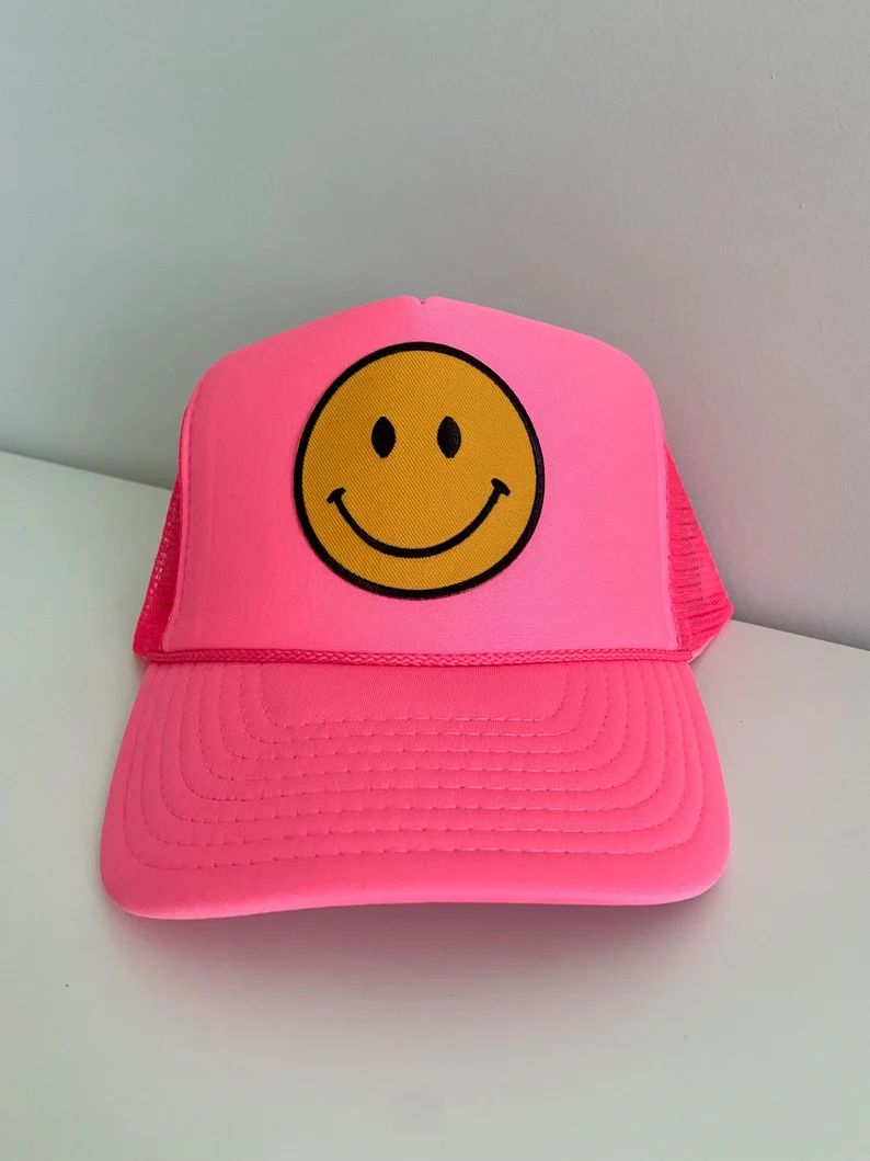 Neon Pink Smile Trucker Hat | Etsy Mexico | Etsy ROW