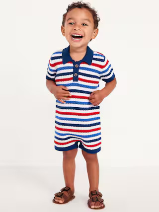 Sweater-Knit Polo One-Piece Romper for Baby | Old Navy (US)