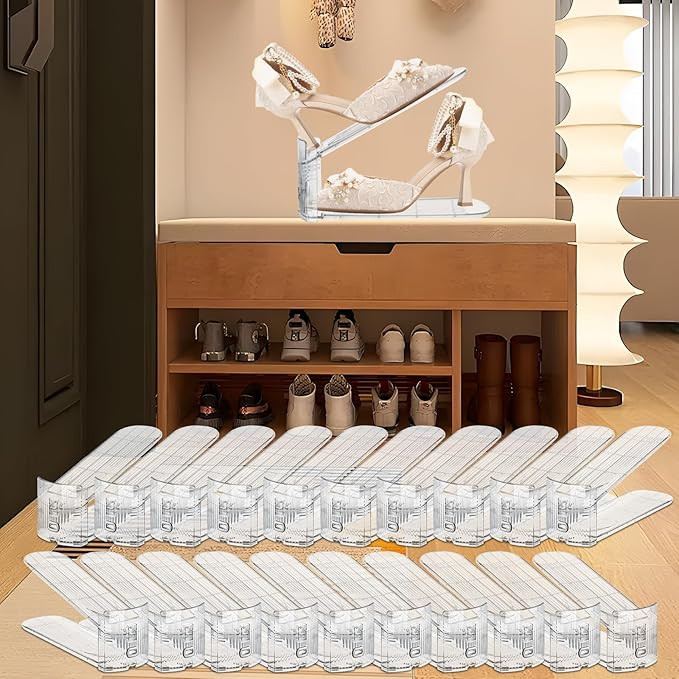 20PACK Shoe Slots Organizer for Closet,Adjustable Shoe Rack Holder Shoe Space Savers Double Layer... | Amazon (US)