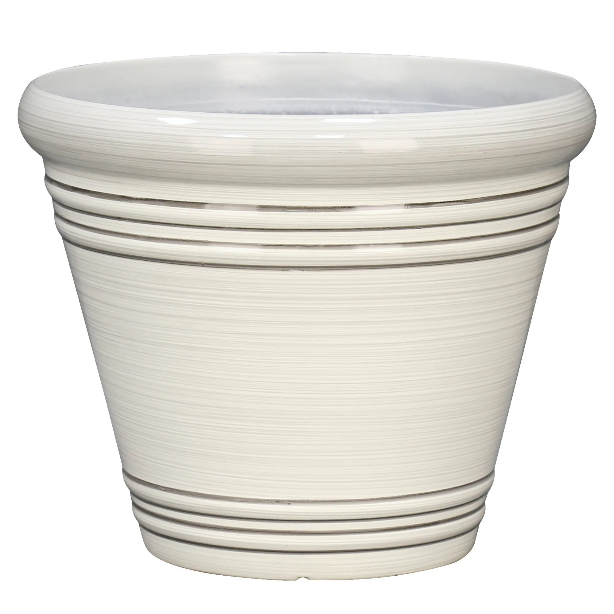 Style Selections Round 20.35-in W Extra Large White Recycled Plastic Contemporary/Modern Indoor/Outdoor Planter With Drainage Holes | PLC1622BWG | Lowe's