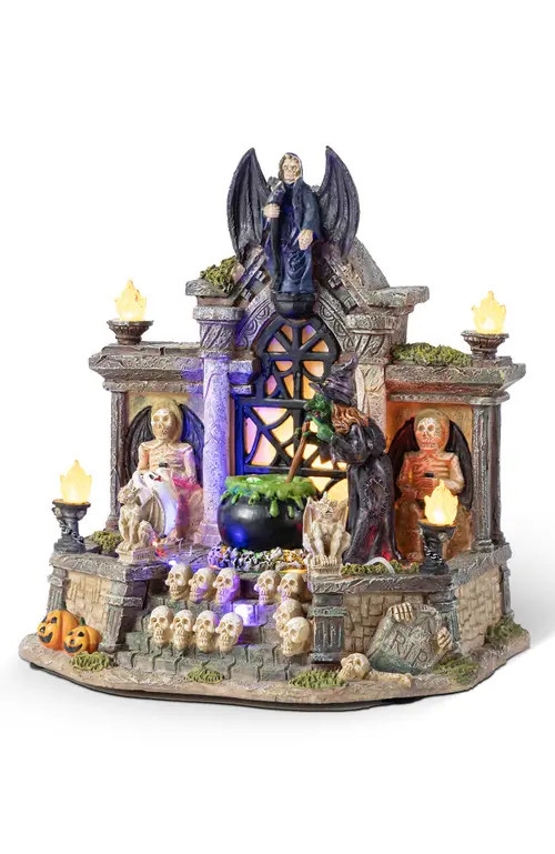 Glitzhome 9.75"H Lighted Resin Halloween Haunted House Village in Black at Nordstrom, Size Medium | Nordstrom