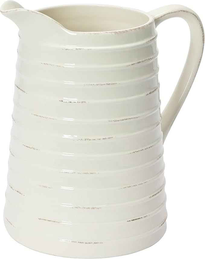 Creative Co-Op White Ceramic Pitcher | Amazon (US)