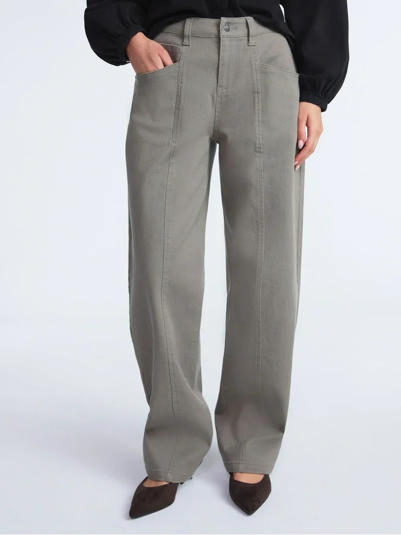 Scoop Women's and Women’s Plus Seamed Barrel Jeans, Sizes 0-26 | Walmart (US)