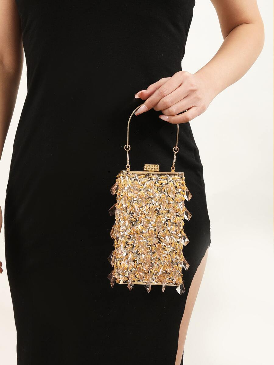 Lightweight,Business Casual Mini Minimalist Bead & Sequin Decor Box Bag Evening Bag,Dinner Bag Gl... | SHEIN
