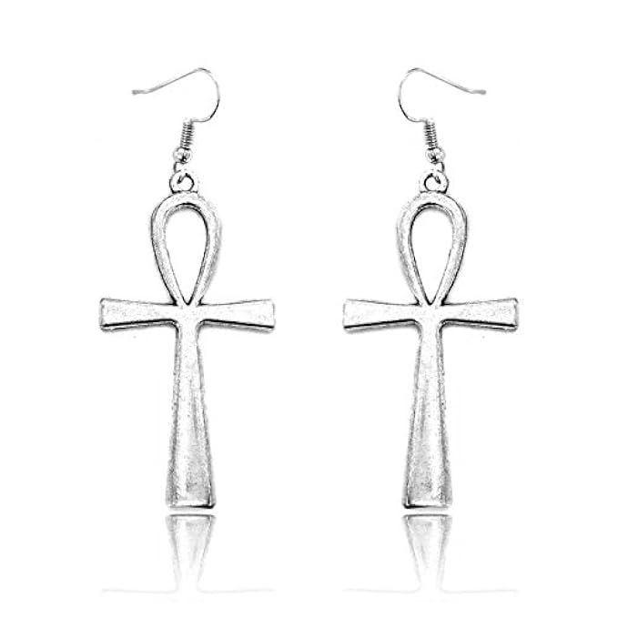 Joji Boutique Egyptian Collection: Silver Ankh Drop Earrings | Amazon (US)