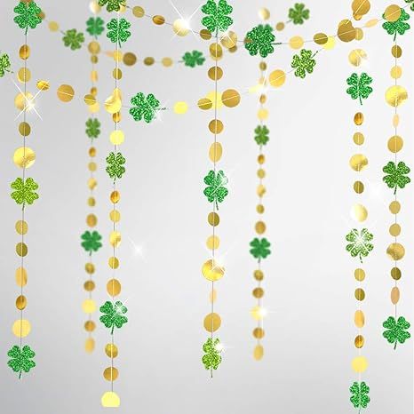 Glitter St Patricks Day Garland Kit Saint Patricks Party Decorations Shamrock Clover Garlands Ban... | Amazon (US)