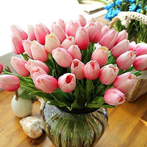 Lorigun 10 Heads Artificial Tulips Real Touch PU Tulips Flowers Arrangement Bouquet Home Room Off... | Amazon (US)