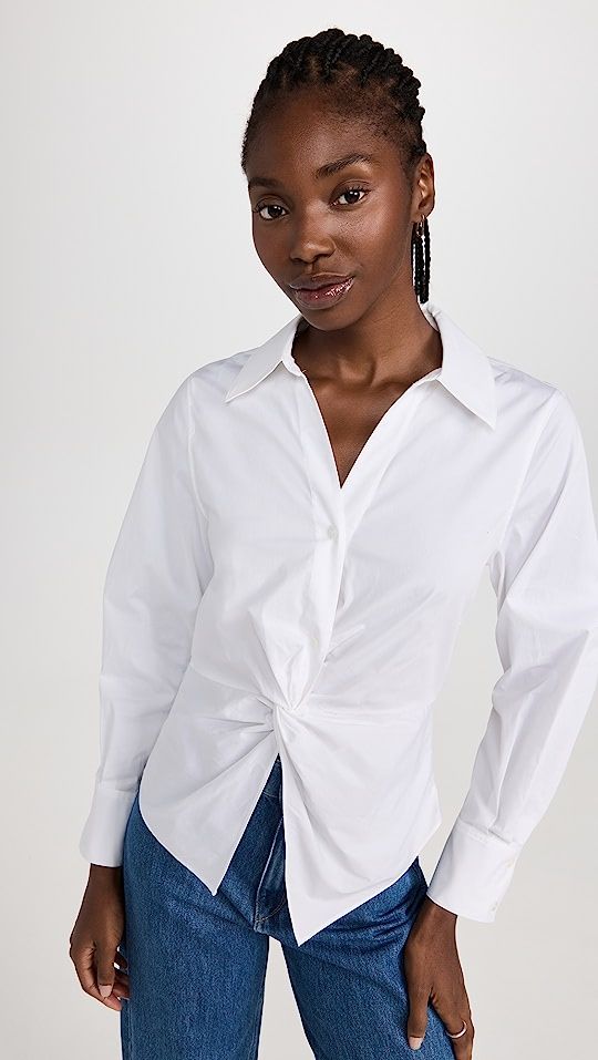 Something Navy Twist Front Button Up | SHOPBOP | Shopbop