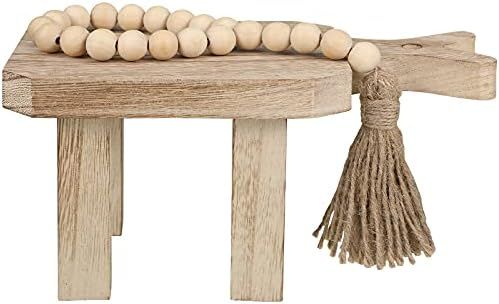 2 Pieces Rectangle Wood Pedestal Decorative Display Pedestal Wood Plant Riser Stand and Wooden Bead  | Amazon (US)